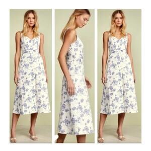 Equipment Revolve Oleisa Natural White Blue Floral Dress Size 4 Like New